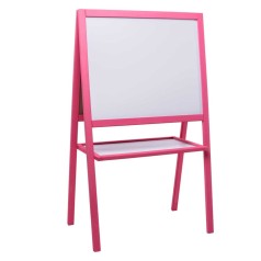 Дошка двостороння для малювання - мольберт, дерев'яна, рожева, 110*65*55 см