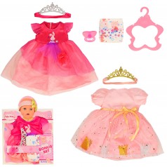 Одяг для ляльок 2 види, сукня, корона, в пакеті 22.5*31 см