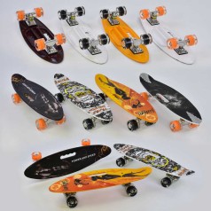 Скейт Best Board, дека з ручкою, 4 види, дошка=60 см, колеса PU, що світяться, d=6 см