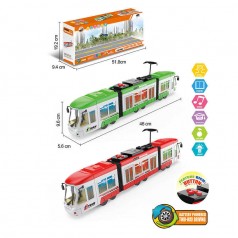 Трамвай іграшковий 2 кольори, світло, звук, англ. озвучування, в коробці