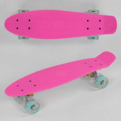 Скейт Пенні борд Best Board, рожевий, світло, дошка=55 см, колеса PU d=6 см