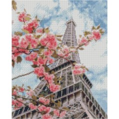 Набір для творчості алмазна картина Цвітіння сакури у Парижі Strateg розміром 40х50 см кр (FA40905)