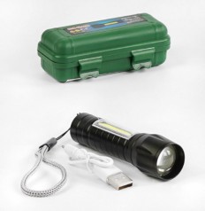 Ліхтар світлодіодний акумуляторний, 3 режими роботи, алюмінієвий корпус, USB-кабель, в кор. /240/