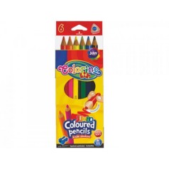 Олівці кольорові трикутні Jumbo 17,5 см 6 кольорів, чинка Colorino