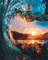 Картина за номерами: Захід сонця крізь хвилі 40*50
