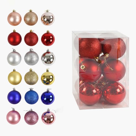 Новорічні прикраси 12 штук, кульки, D = 3,5 см, у слюді, мікс видів 