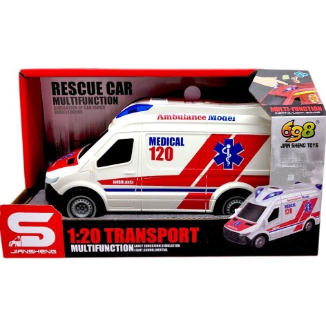 Машина інерційна "Швидка допомога" (озвучена, зі світлом, в коробці р.24x11,2x12,2 см)