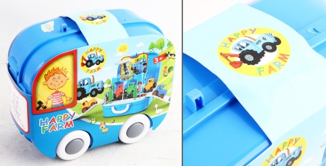 УЦЕНКА 40% Гараж трактор 2шт-інерц, гумові колеса 7см, дерева, дорожні знаки, чемодан на колесах, в карт.обгортці (UA), 23,5-20-10см /18/