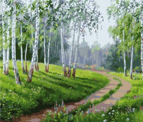 Набір для розпису по номерах Березовий гай Strateg розміром 40х50 см (GS093)