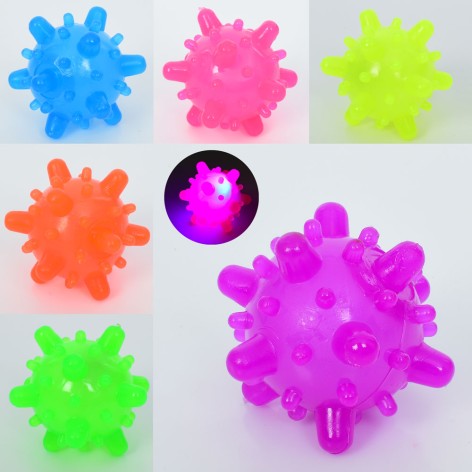 Мяч детский 7см, свет, 6цветов, бат(табл), в п/е 