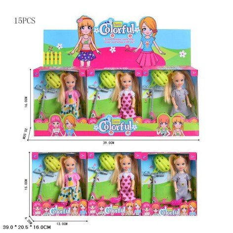 Кукла 14см з самокатом та аксес.3в.15шт.в кор.39*16*20,5 /16