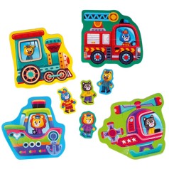 Пазлы макси Vladi Toys картонные с игрой Малыш Сможет Транспорт. Животные