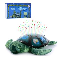 Ночник черепаха(плюш+пласт),35см, проект ночн неба,3 реж, на бат-ке, в коробке, 35-21-11см