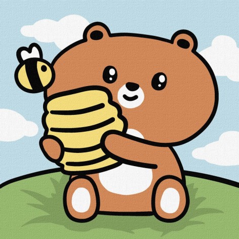 Набор для росписи по номерам для детей "Волшебный медведь" 18х18см