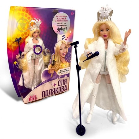 Кукла коллекционная "Ольга Полякова" в белом наряде, музыкальная (укр)