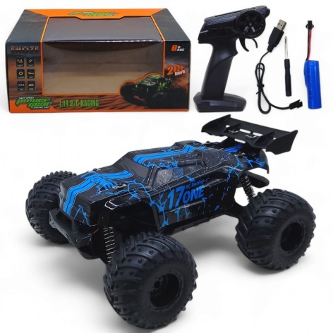 Машинка на радіокеруванні, підсвічування, акумулятор 3.7 V, пульт 2,4 GHz, гумові шини, викрутка, інструкція, в коробці, синій