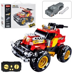 Конструктор SLUBAN внедорожник, 17см, р/к, 2.4G, акум, USBзар, стреляет, 265дет, в кор-ке, 38-28-10см 