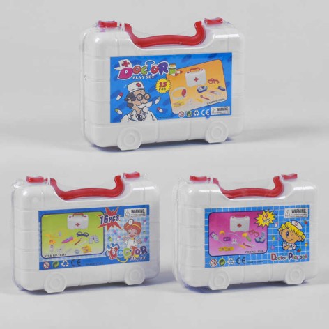 Игровой набор врача в чемодане 3 вида 16 предметов (20-16-7см)