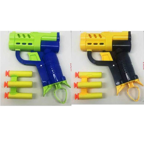 Пістолет 10см, м'які кулі-присоски 3шт, мікс кольорів, 13-15-3см 