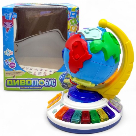 Диво-глобус WToys "Подорож материками" світиться та крутиться, пазли континентів, казки, пісні, сортер, намистини (WT-123)