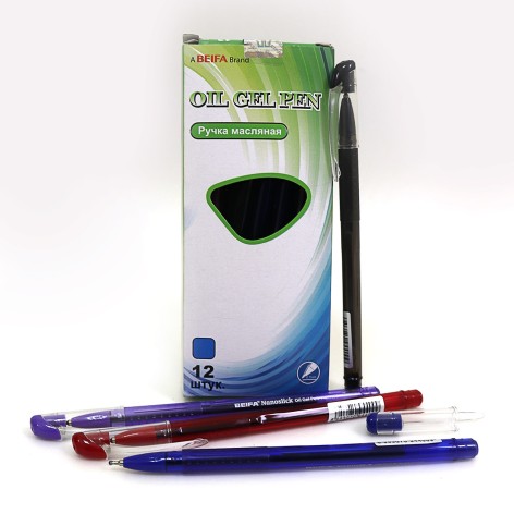 Ручка масляная Beifa синяя, 12 шт. в уп.
