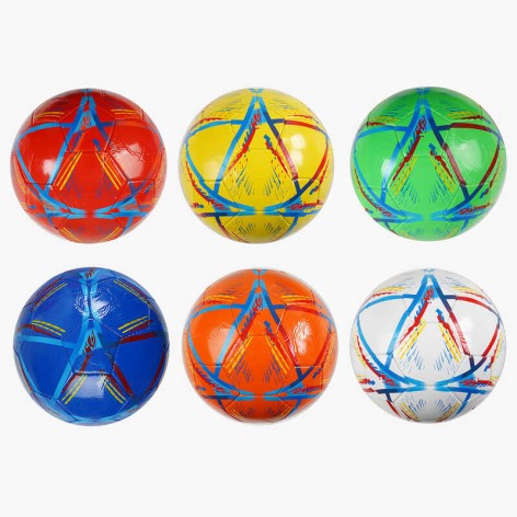 М`яч футбольний 6 кольорів, розмір №5, матеріал PVC, 260-270 грамів, гумовий балон, МІКС ВИДІВ /100/