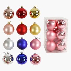 Новорічні прикраси на ялинку 12 штук кульки D=6,5 см у слюді мікс видів