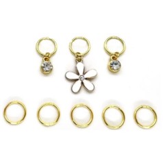 РОМАШКА ТА СТРАЗИ - ПІРСИНГ ДЛЯ ВОЛОССЯ, НАБІР (8ШТ), ЕМАЛЬ ЗОЛОТО