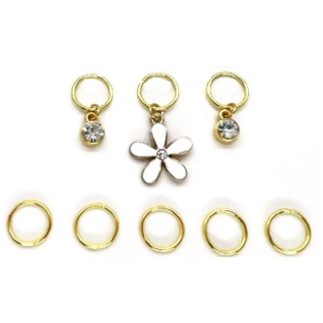 РОМАШКА ТА СТРАЗИ - ПІРСИНГ ДЛЯ ВОЛОССЯ, НАБІР (8ШТ), ЕМАЛЬ ЗОЛОТО