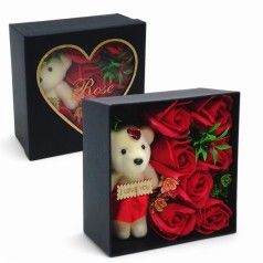 Подарунковий набір троянди з ведмедиком