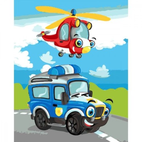 Картина по номерам Веселые спасатели Strateg с лаком размером 30х40 см (SS-6442)