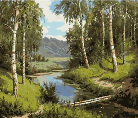 Набір для розпису по номерах Березовий місток Strateg розміром 40х50 см (GS125)