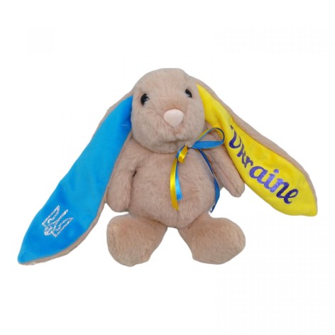 Мягкая игрушка Зайка Патриот 25 см розово-бежевый