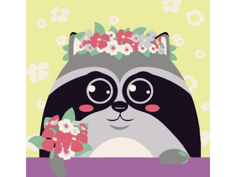 Набір для розпису за номерами Весняний єнотик Strateg розміром 20х20 см (HH7068)