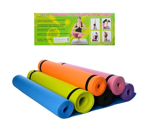 Йогамат EVA, 173-61 см, товщина 4мм, 6 кольорів, 61-10-10 см