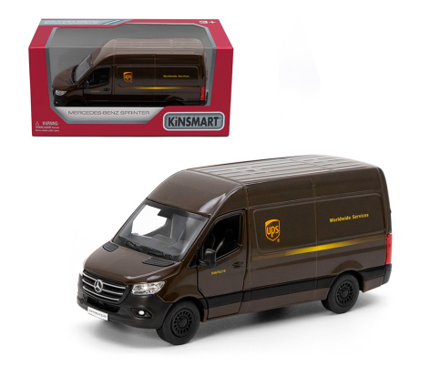 Модель микроавтобуса Mercedes-Benz Sprinter UPS металлическая, инерционная, открывающаяся дверь (KT5430W)