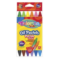Олівці пастельні масляні 12 кольорів, у пластиковому контейнері COLORINO
