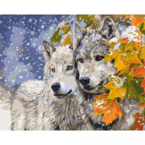 Набор для росписи по номерам Пара волков Strateg размером 40х50 см (GS1581)