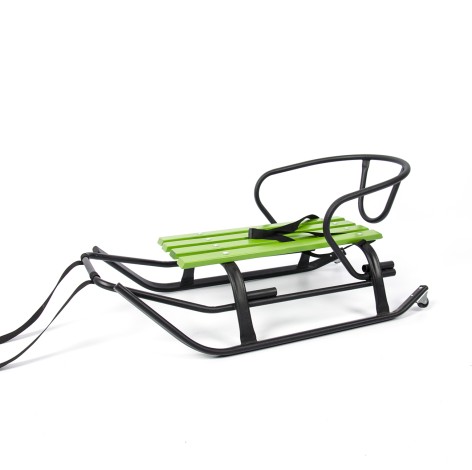 Дитячі санки Vitan "Комета" чорні з колесами, спинкою та кольоровою планкою