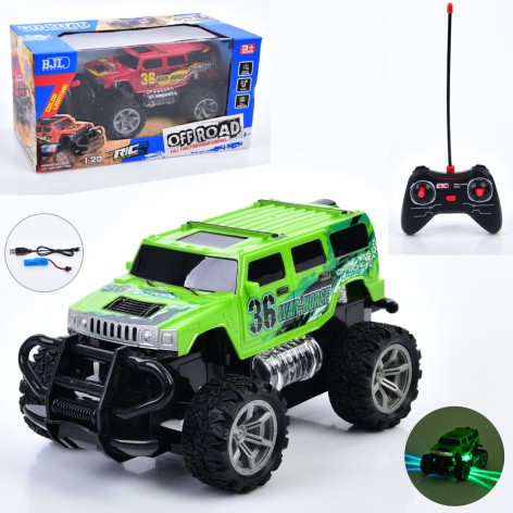 Р/К джип, акум, 19см, 1:20, звук, свет, резиновые колеса, USBзарядное, 2 цвета, в кор-ке, 26,5-14,5-13,5см 