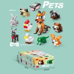 Конструктор, “Домашні тварини”, кількість деталей: 361, 10в1: 10 мініфігурок тварин 8*7*5см.
