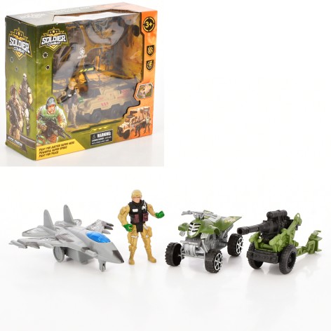 Набір з транспортом військова техніка, солдат, зброя, 2 види, кор-ці, 27,5-25-11 