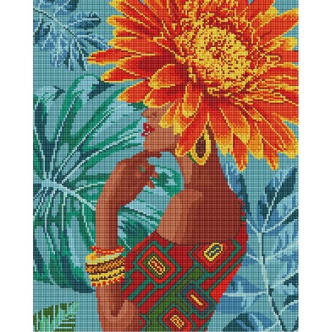 Алмазна мозаїка: Дівчина - тропічна квітка