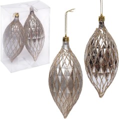 Набор новогодних украшений в ромбик, 2 штуки 6279-6/241604B(119758)