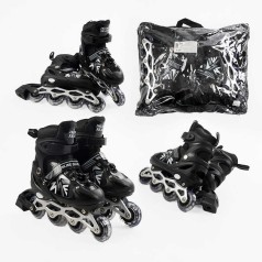 Роликові ковзани 34-38 розмір, колеса PVC, устілка 21-24 см, колір - чорний INLINE SKATE 30627-M