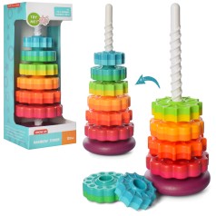Игра пирамидка, 41см, кольца на спирали 6шт, в кор-це,  15,5-41-15см 