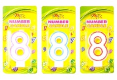 Свічка ЦИФРИ з кольоровим контуром і глітером всередині ЦИФРА 8, ціна за 4 шт. //