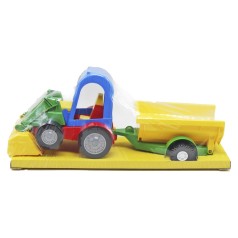 Трактор с прицепом синий+желтый