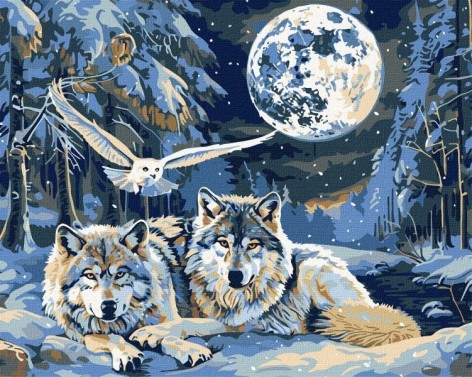 Картина по номерам - "Хищники и мудрость с красками металлик" ©art_selena_ua, 40х50см