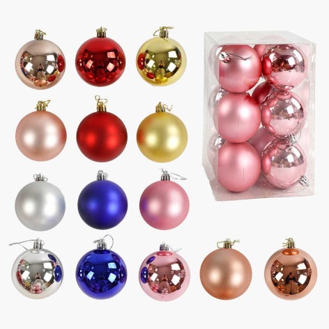 Новорічні прикраси на ялинку 12 штук кульки D 7,5 см мікс видів (32)